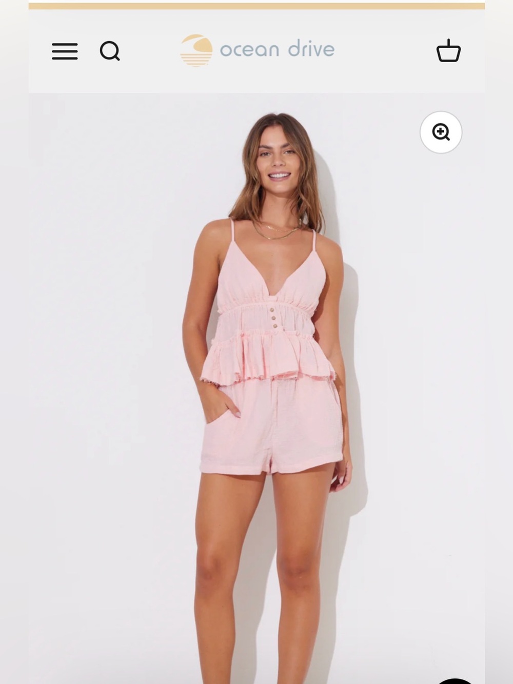 NWT Ocean Drive Blush Pink Gauze Ruffle Tank
